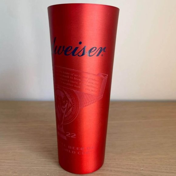 Pair of FIFA World Cup Qatar 2022 Budweiser Original Aluminum Tumblers Glasses - Picture 5 of 6